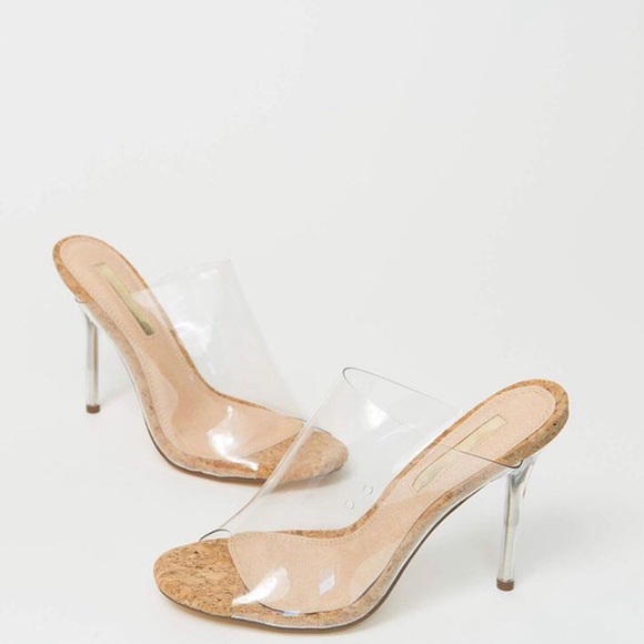 Clear Open Toe Mules - Cork - Picture 3 of 4